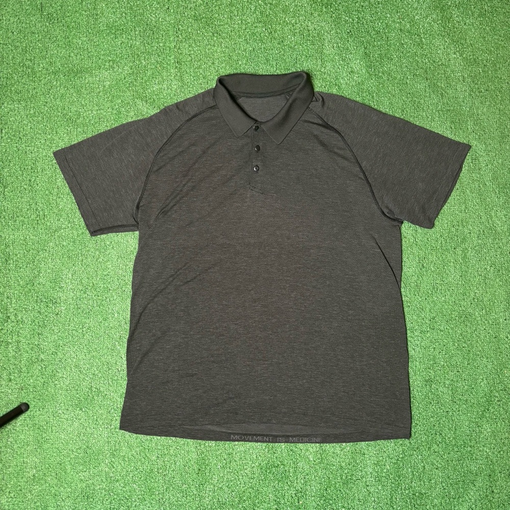 Lululemon Metal Vent Tech Polo Shirt Size XL Grey Movement Is Medicine Athletic